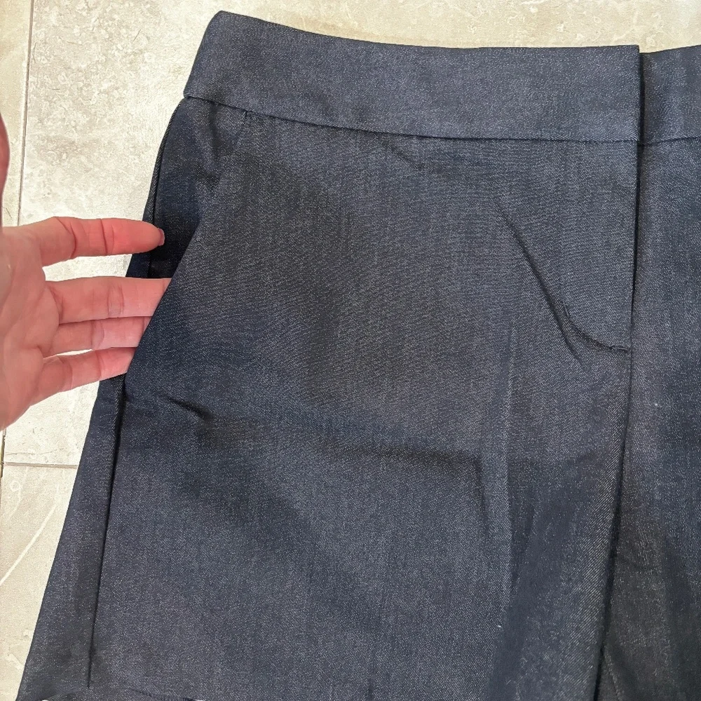 Express Twill Mid-Rise Tailored Shorts - Dark Wash Blue Size 0 - Picture 5 of 10